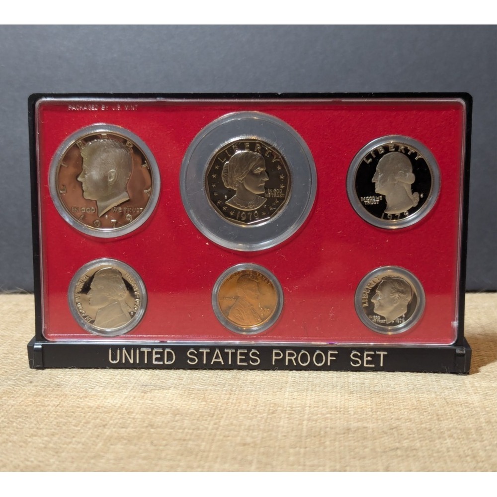 1979 US Mint Proof Set 6 Coin Susan B Anthony Dollar Original Box San Francisco